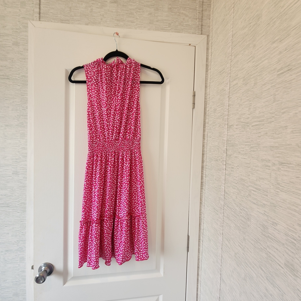Enfocus Studio Pink Polka Dot Midi Dress 6 Euc - Picture 3 of 3